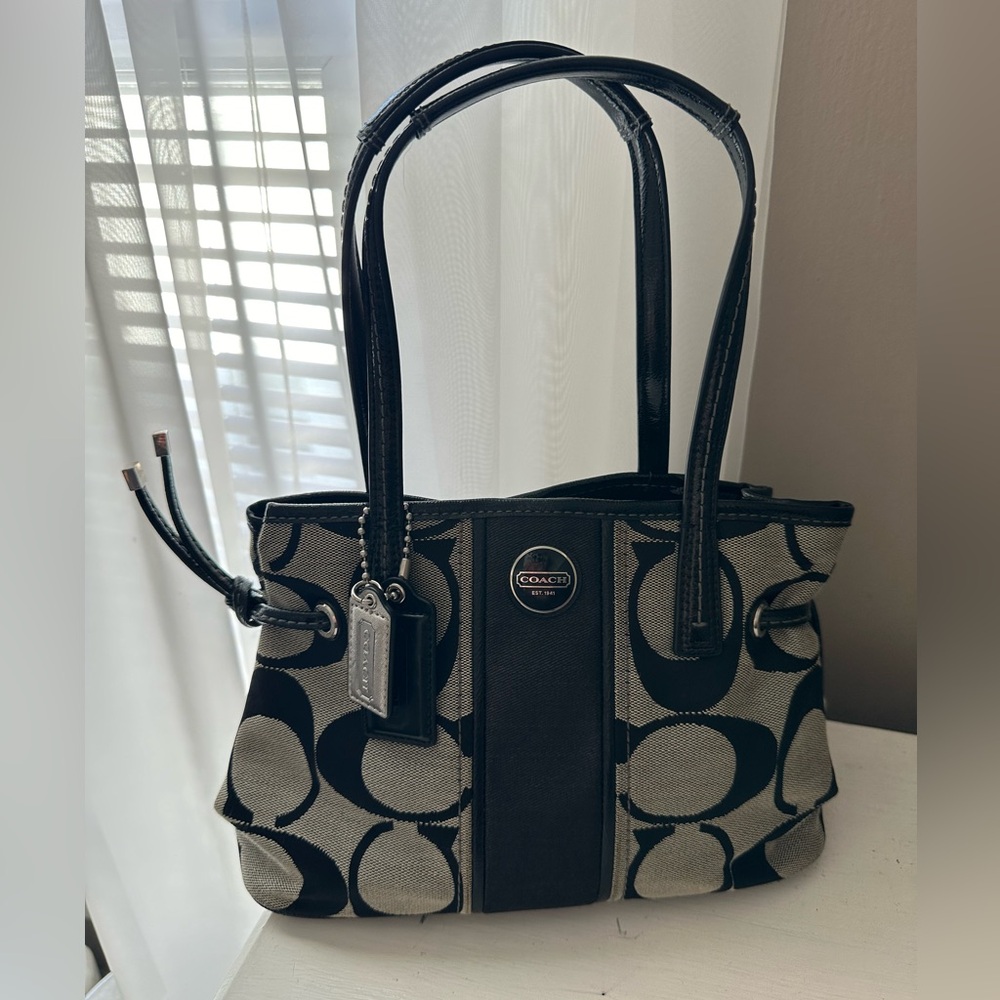 Vintage Coach Top Handle Bag Grey/Black